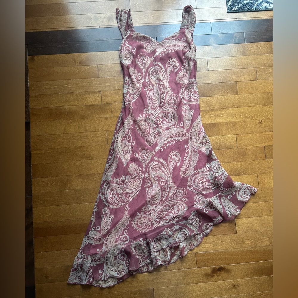 New York and Company Asymmetrical Pink Paisley Dress